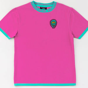 No Bad Trips Pink Knit Ringer T-Shirt - T-Shirts - killeracid.com