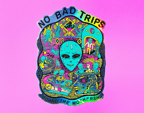 No Bad Trips XL holographic Sticker - Stickers - killeracid.com