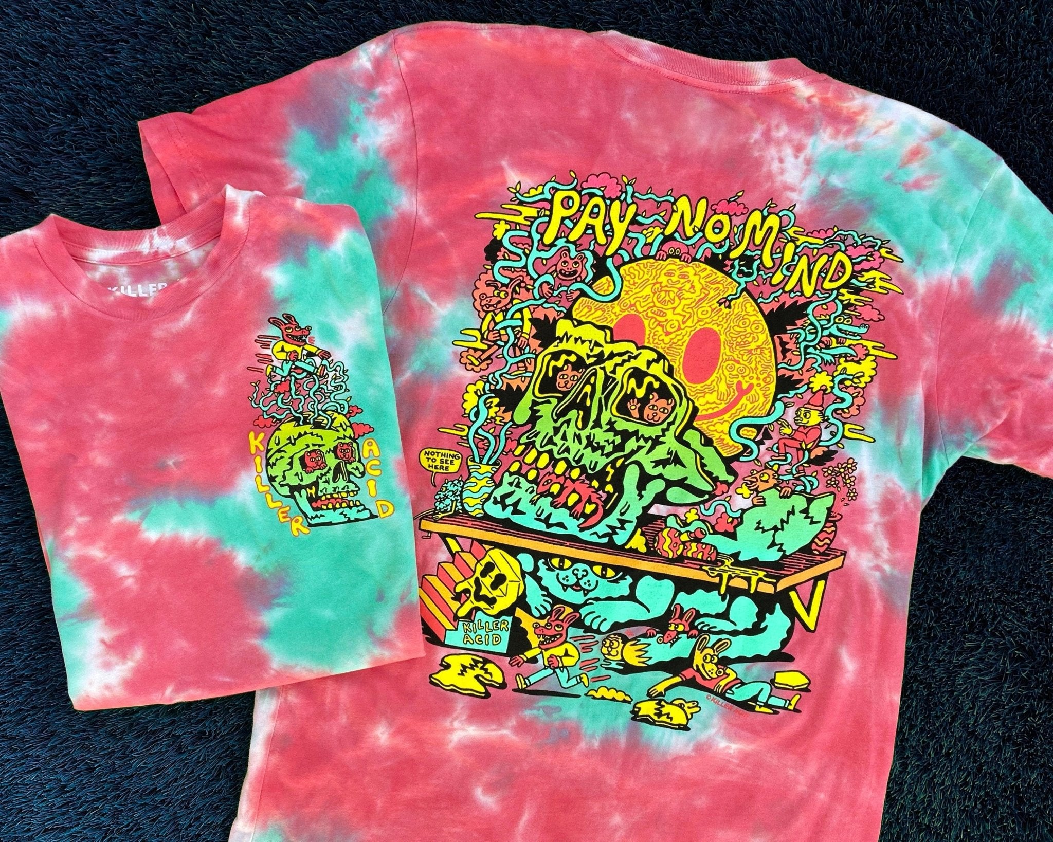 Pay No Mind Cotton Candy Crystal Wash T-shirt – Killer Acid