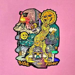 Rise and Shine XL Holographic Sticker - Stickers