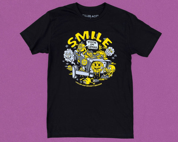 Smile You're on Camera Black Tshirt - Clothing - killeracid.com