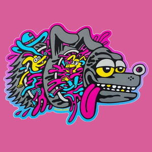 Trippy Dog Sticker - Stickers