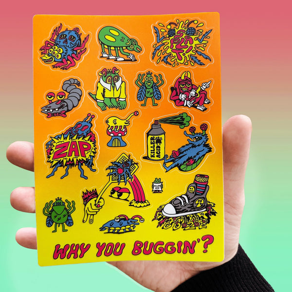 Why You Buggin' Sticker Sheet - Stickers - killeracid.com